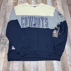 NWT Retro Dallas Cowboys Colorblock Sweatshirt Men's XL Blue Gray NFL Ultra Game